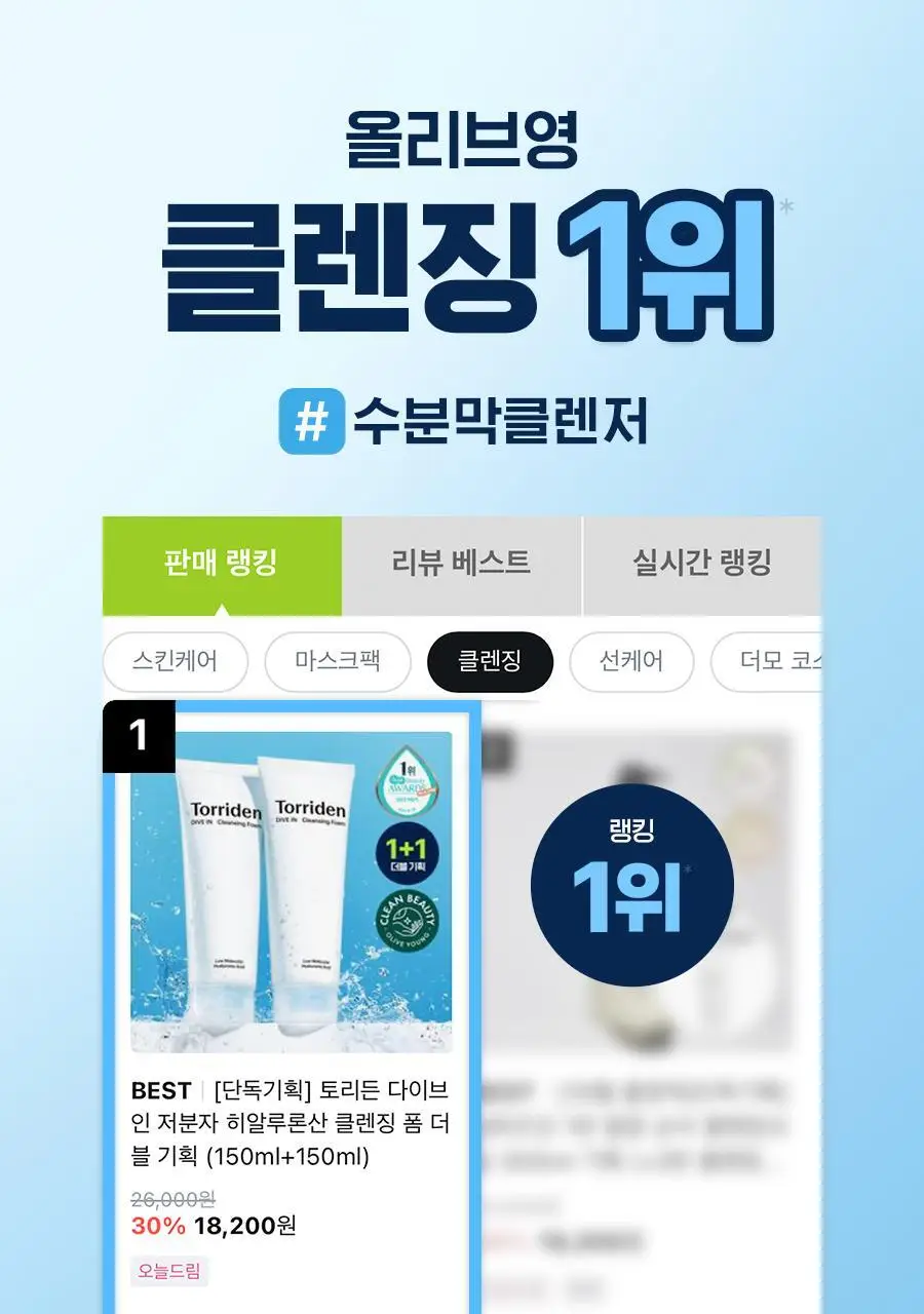[1+1] 토리든 다이브인 저분자 히알루론산 클렌징폼 더블기획 (150ml+150ml) 상세페이지 1